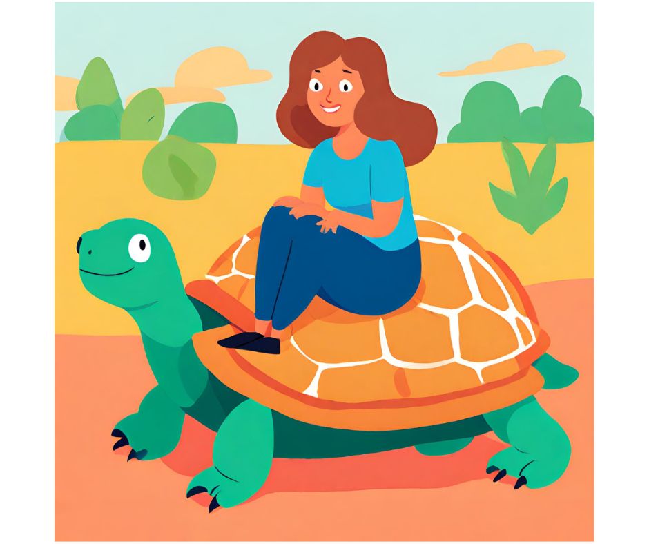 20mph speed limit - a woman sitting on a tortoise