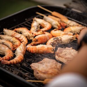 Prawns on a BBQ during a heatwave